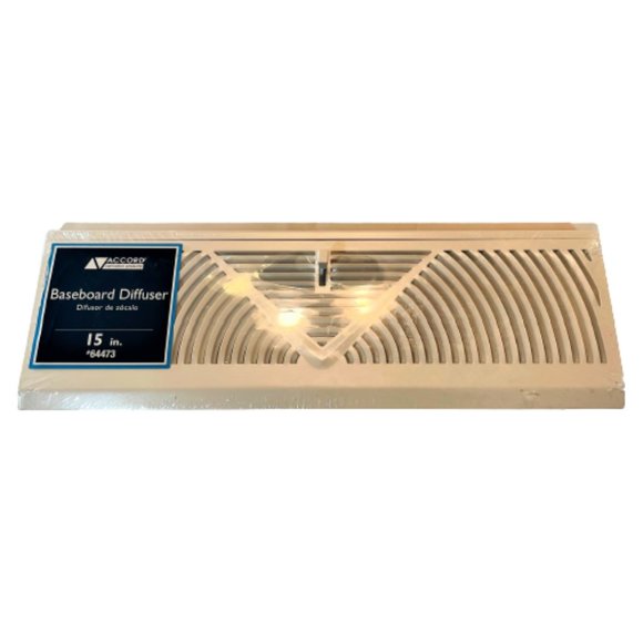 Accord Durable White Finish Steel Baseboard Diffuser 15in #64473 HVAC Air Flow - Picture 1 of 4